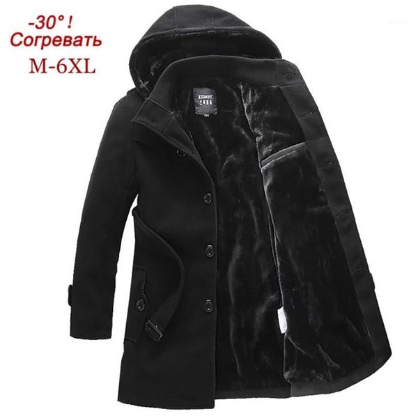 

2020woolen coatl mens winter thick jacket thick casual outwear jackets velvet warm coat hooded plus size 6xl1, Tan;black