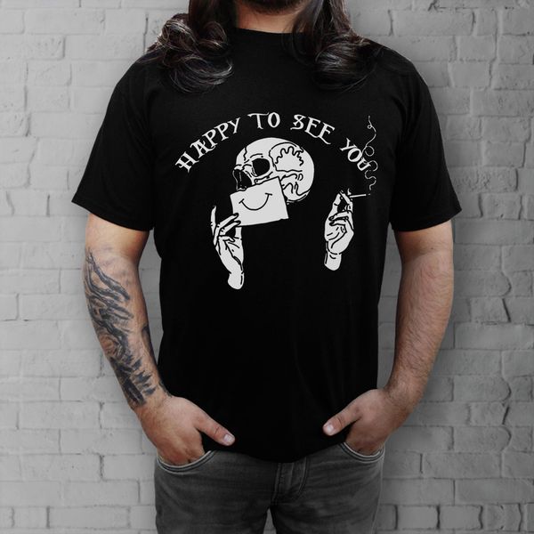 

happy to see you gothic t shirt women aesthetic grunge graphic fashion halloween camisetas tee tshirt drop shipping, White