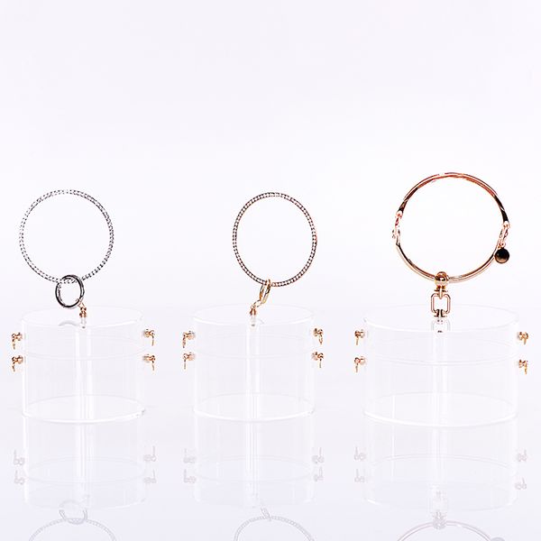 

acrylic new transparent portable decoration cylinder box creative with lock bridesmaid and hand gift box display box