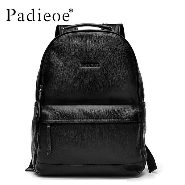 

padieoe luxury натуральная кожа коровы mens путешествий рюкзак прочный кожаный большой рюкзака мода solid black men школа рюкзаки sqckhe