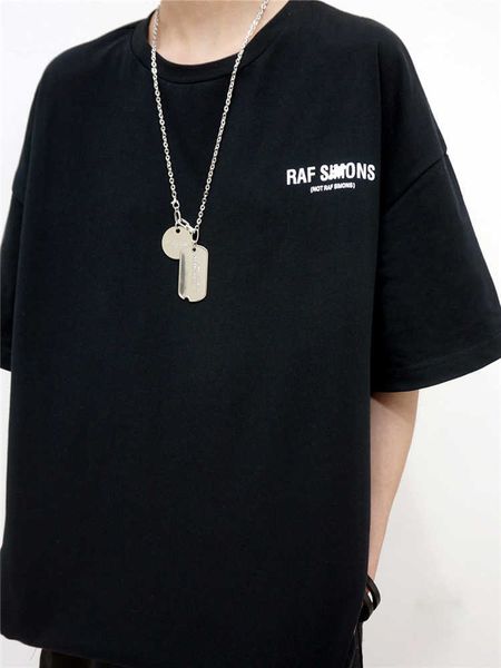 

men's t-shirts []b. n spoof raf letter oversize loose t-shirt ins fashion short sleeve, White;black
