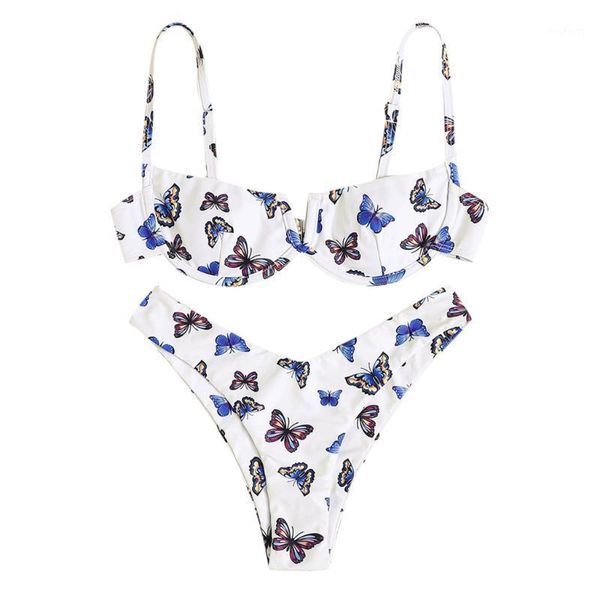 

bikini swimwear women swimsuit push up bandage swimming suit for women bathing suit butterfly printed bikini beachwear #t2g1, White;black