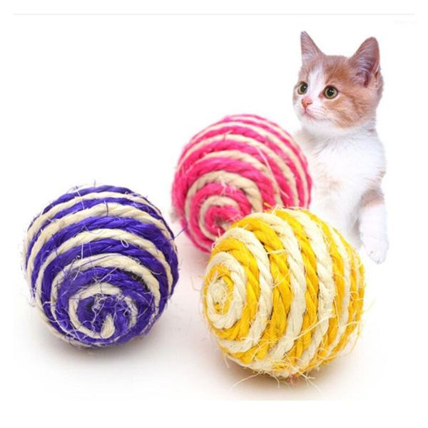 

pet cat toy sisal ball cat interactive toy kitten teaser playing chewing scratching supplies pupply dog handmade ball1