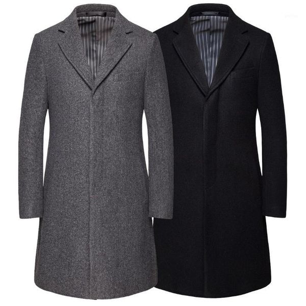 

2019 autumn and winter new style mid-length overcoat large size dark access control woolen cloth coat1, Black