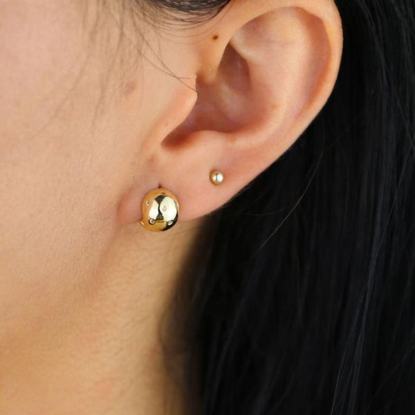 

cz round ball hoop earring gold color geometric ball shape trendy women lady gift fashion jewelry, Golden;silver
