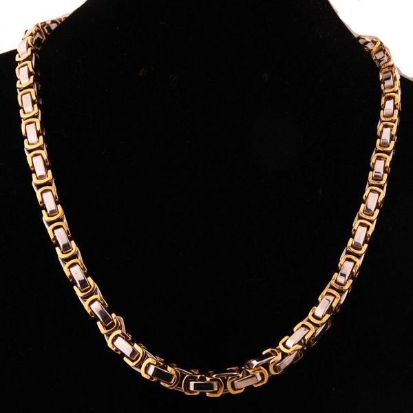 

necklace men stainless steel steel lager long necklace fashion charm hip hop steampunk gold chain men jewelry byzantium, Silver