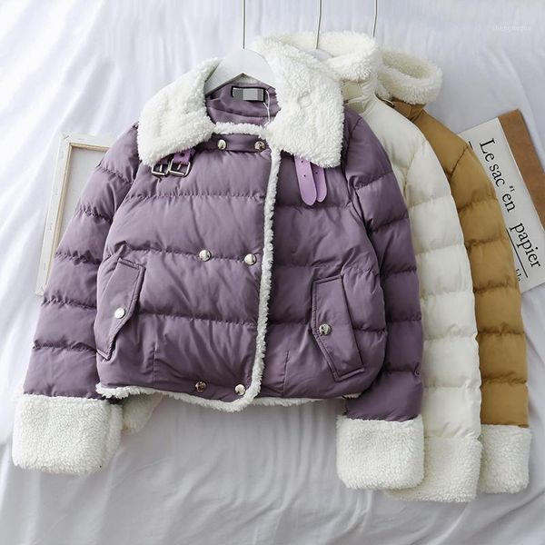 

2019 new winter coat women winter jacket womens parkas gloves warm faux sheepskin fur collar parkas slim fit outwear 1, Black