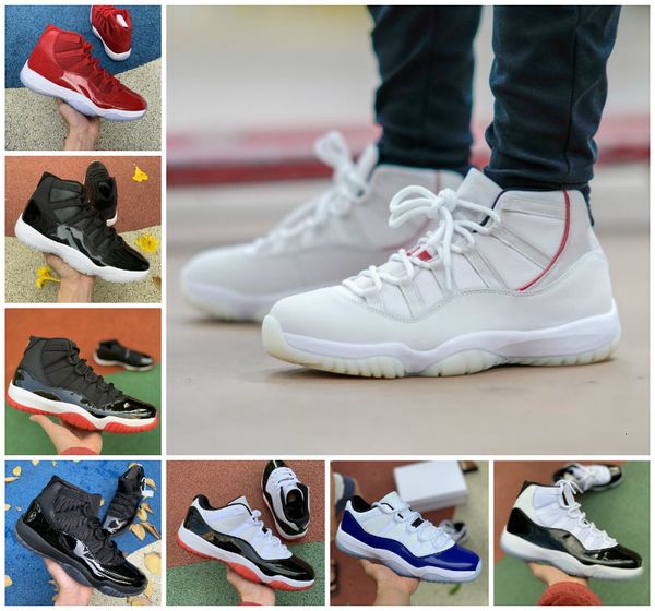 

new bred 11 concord 45 2020 mens basketball shoes 11s platinum tint gamma gym red jumpman space jam midnight navy womens sports sneakers, Black