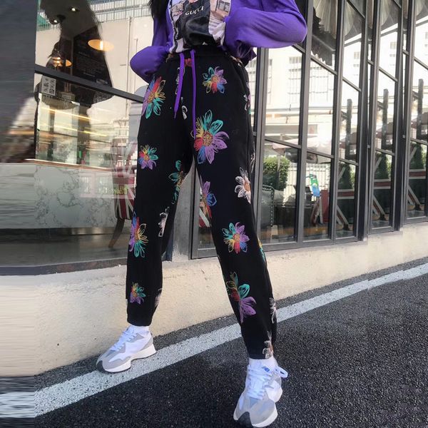 

women's 2021 new cashmere autumn woman fashions printed high waistbands streetwear female jogger pants 9szw, Black;white