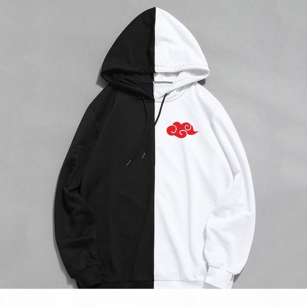 

новые поступления аниме одежда akatsuki знак двойной цветной печати толстовки hip hop пуловер толстовка, Black