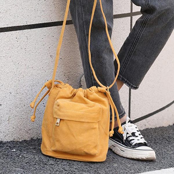 

casual canvas bags women shoulder bag simple drawstring crossbody bags for women 2021 small phone flap purses bucket bag female