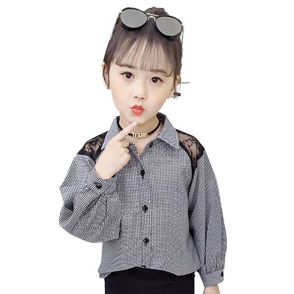 

girls blouses plaid blouse for girls long sleeve kids shirt 6 8 12 years spring girls clothing teen children's shirt autumn lj200812, White;black