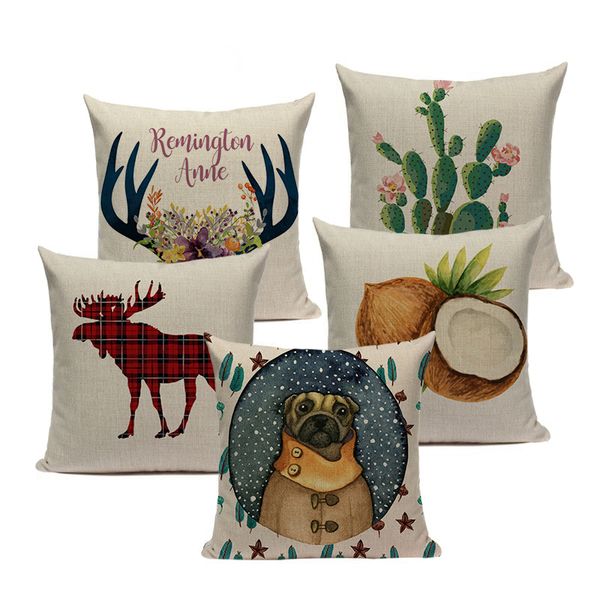 

christmas animal cushions cover for sofa car 45cmx45cm square decorative 1 side printing cushion pillow custom throw pillows
