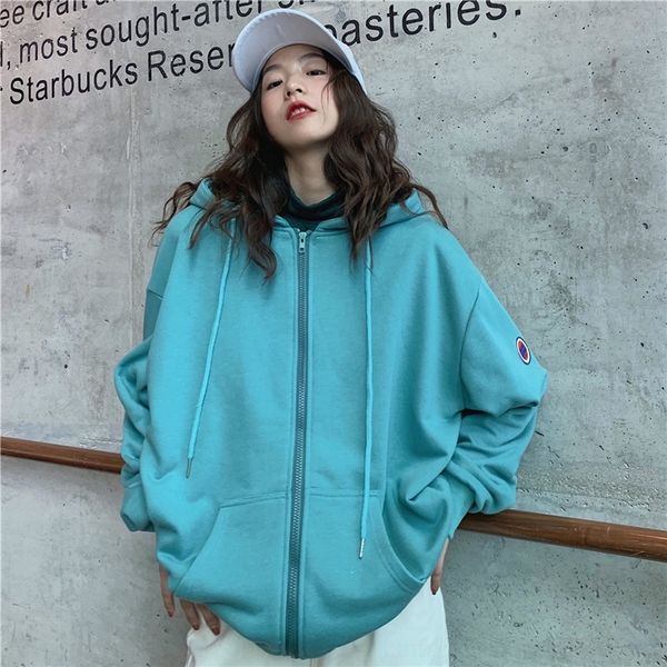 

sux4z women's sweater loose korean style spring and thin autumn hong kong lazy chic style wind bf wool wool tide oversize cardigan coat, Black