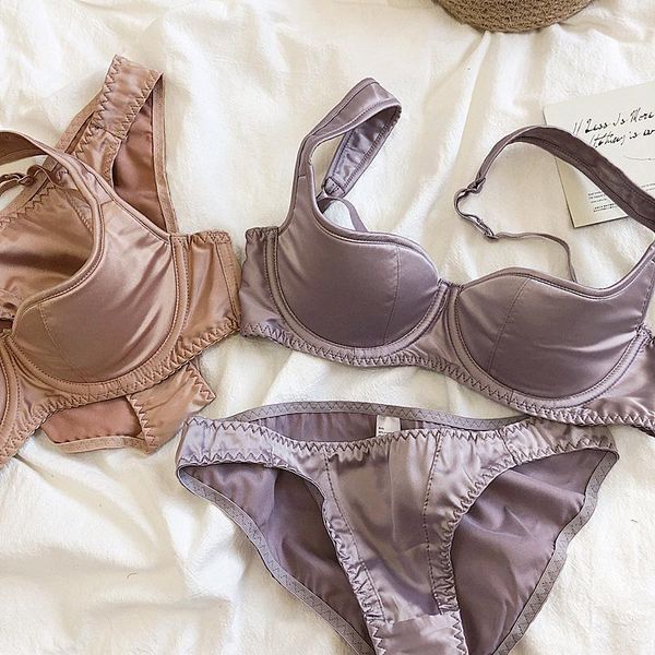 

half cup on of retro style niche underwear set smooth with steel ring bra panties set push up women large size bralette1, Red;black