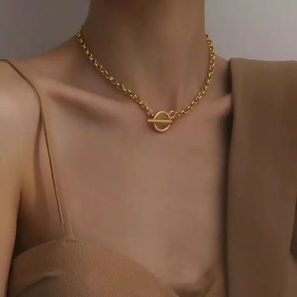 Nova moda tendência cor de ouro longo colar geométrico metal cadeia ajustável colar para mulheres meninas festa jóias de casamento 41cm drop ship