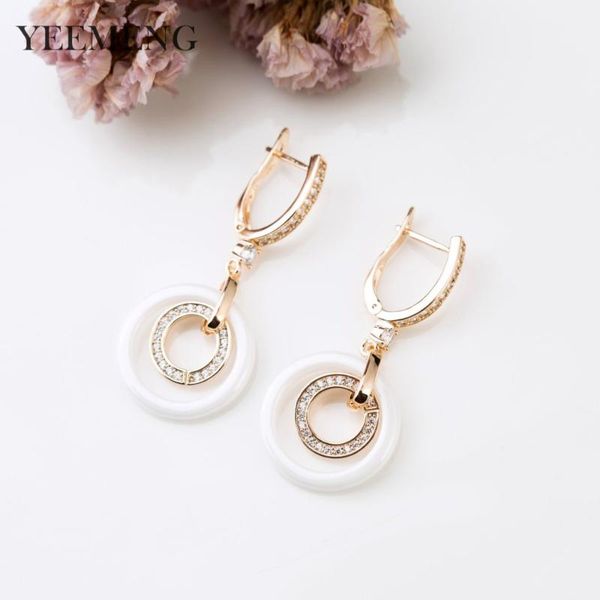 

yeemeng delicate black/white circular ceramics dangle earrings for women fashion jewelry drop earring engagement wedding gift, Silver