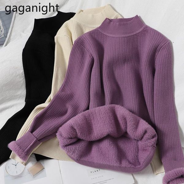 

gaganight fashion solid women knitted sweater 2020 new winter thick warm pullovers office lady casual loose sweaters 1, White;black