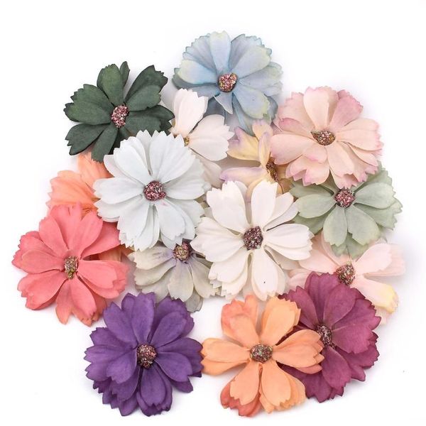 

100pcs 5cm gerbera artificial flower home party decoration scrapbooking accessories wreath diy head craft fake bbyrwu