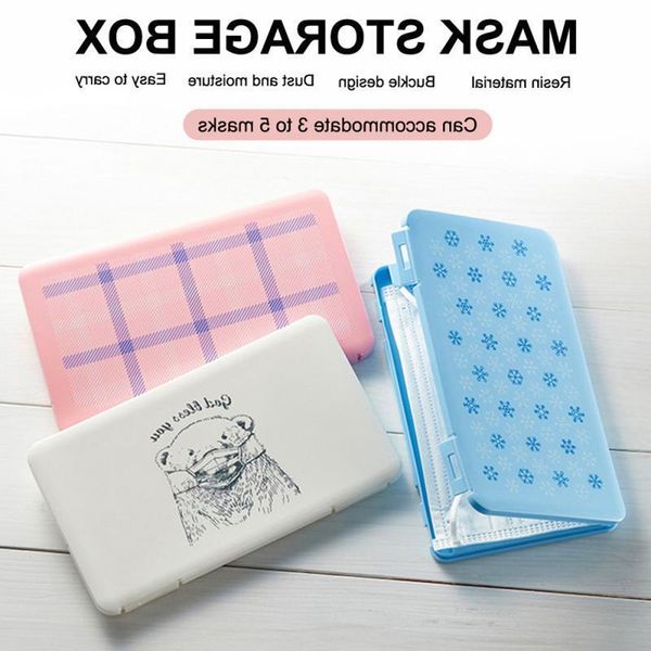 

buckle mask storage design dustproof seal resin box case portable for disposable face masks container safey protection