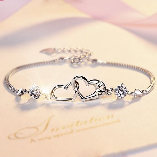 

горячий продавая белый алмаз аметист женщин браслет braceletcrystal braceletlove японских и корейских ювелирных моды подарок браслет для gir, Golden;silver