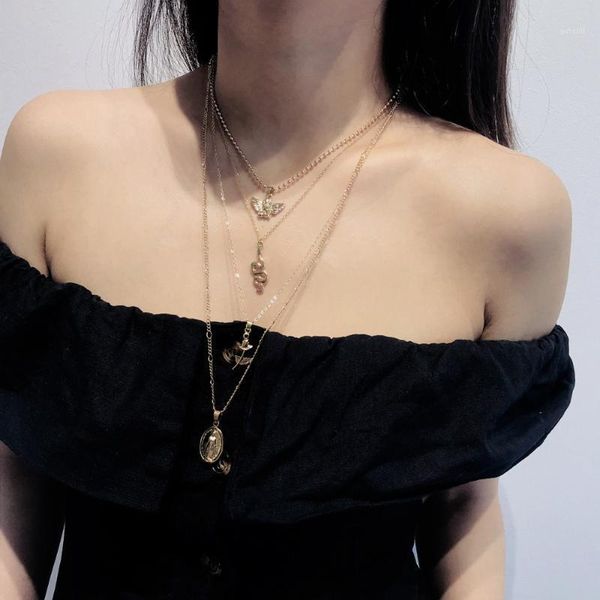

devotional angel snake rose metal chain sequins torque chokers necklaces women's jewelry party parts wedding accessories1, Silver
