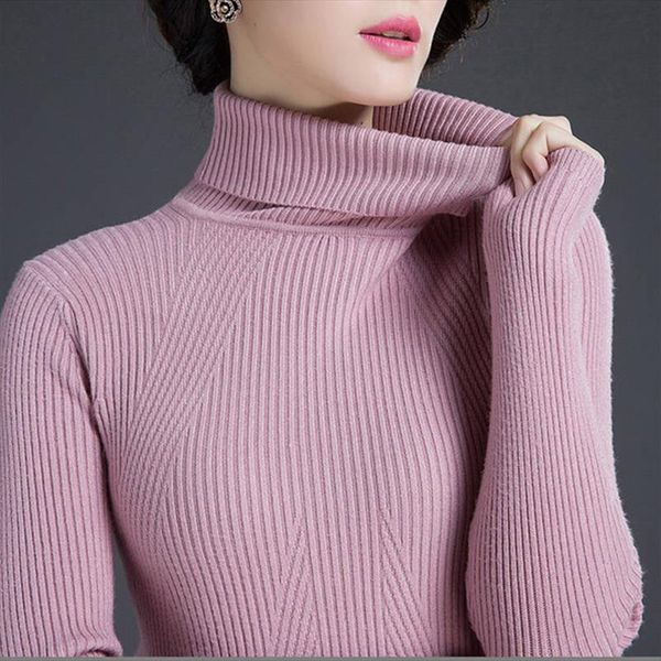 

2020 new cashmere thick turtleneck sweater female autumn winter long sleeved slim women warm sweater drop shipping, White;black