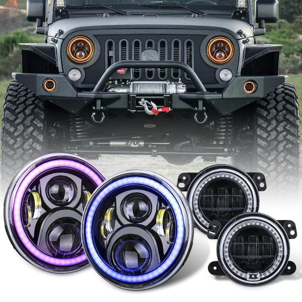

1 set rgb headlight and 1set fog light with bluetooth auto headlights wireless remote kit for wrangler jk 2007-2020