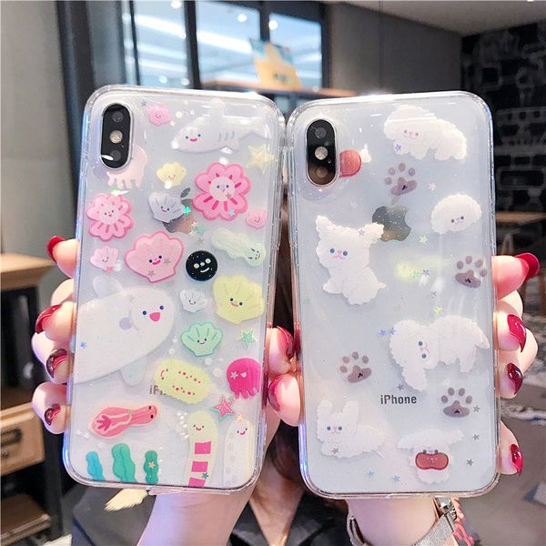 

handa cartoon phone cases for iphone 12 case 11 xs max xr x 6s 7 8plus ultra-thin soft tpu transparent clouds back cover