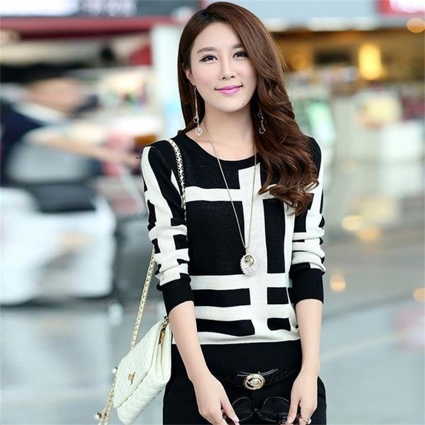 

womens sweaters and pullovers spring autumn winter christmas sweater women o-neck casual kintted bottoming shirt pull femme y200910, White;black
