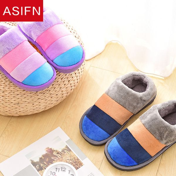 

asifn winter faux fur slippers home women men memory foam warm shoes indoor non-slip fashion cotton mules zapatos de mujer x1020, Black