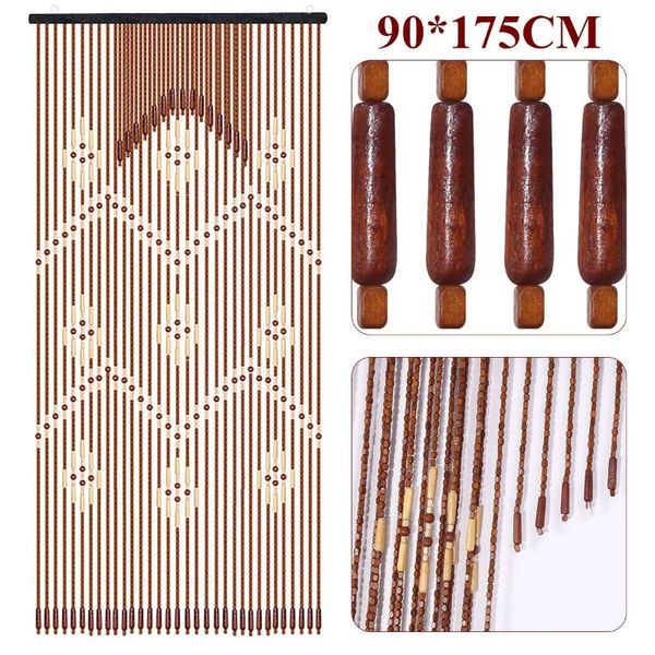 

32 line 90x175cm wooden beads curtain handmade wooden blinds screen string curtains valance divider for porch room window