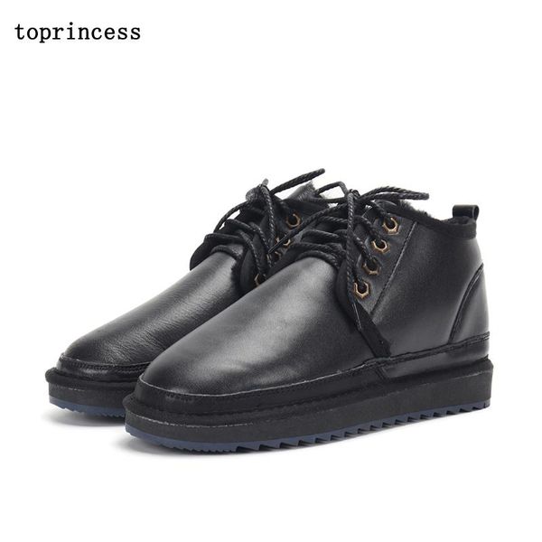 

zx19-1 incess winter women warm boots fashion lace up sport sheepskin snow ankle boots 2020 mid calf leather platform, Black