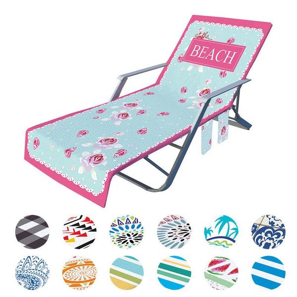 

summer microfiber recliner beach towel fashion print sunbathing sling chair cover with pocket lazy lounger chair beach towel