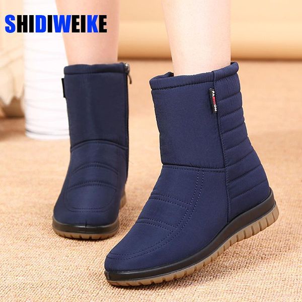 

boots winter women snow ladies waterproof warm ankle wedges platform plush shoes female botas mujer zapatos size 43 ac232, Black
