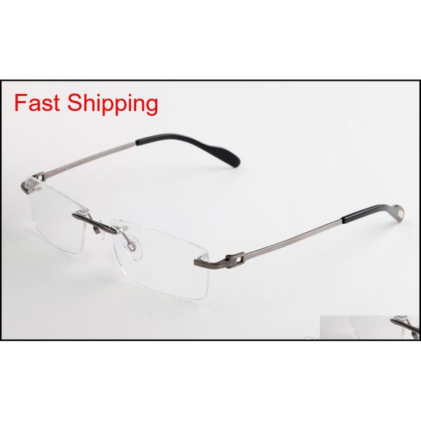 

spliced spectacle frame designer eyeglasses rectangle rimless men eyeware frames flexible optical vintage qylgud nana_shop