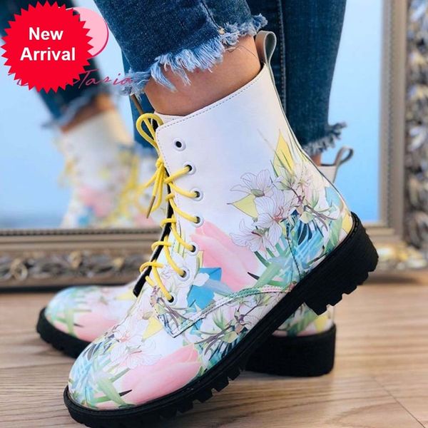 

2021 the new new fashionable ladies chunky heels ankle graffiti mixed women boots spring women's shoes 26nf, Black