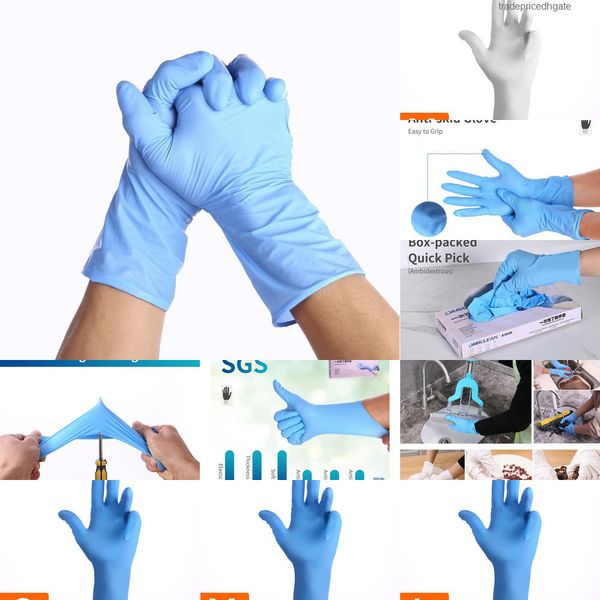 

factorys3r8powder latex nitrile gloves, blue&white textured disposable anti-skid food grade gl 3y2f
