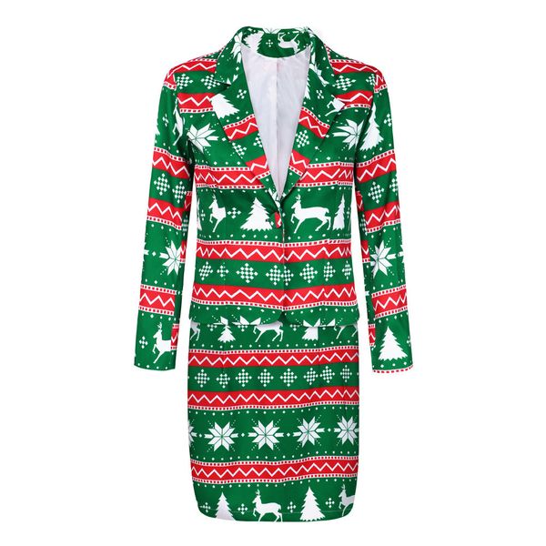 

lapel 2021 new printed sleeve floral christmas + skirt suit xfl9, Black;white