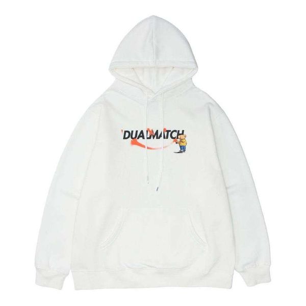 

Fleece Sweatshirts Streetwear Harajuku Cartoon Beer Print Hooded Trui Hoodies Hip Hop Mode Casual Losse Tops, Black