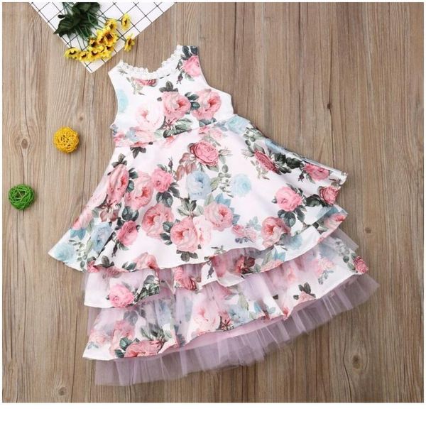 

3-8years toddler kid girls flower dress ruffles tulle lace party wedding birthday tutu dresses for girls child jllmuy
