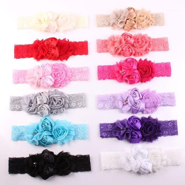 

hair accessories sweet toddler baby girls rose flower headbands multi candy color western princess kids holiday birthday head wears1, Slivery;white