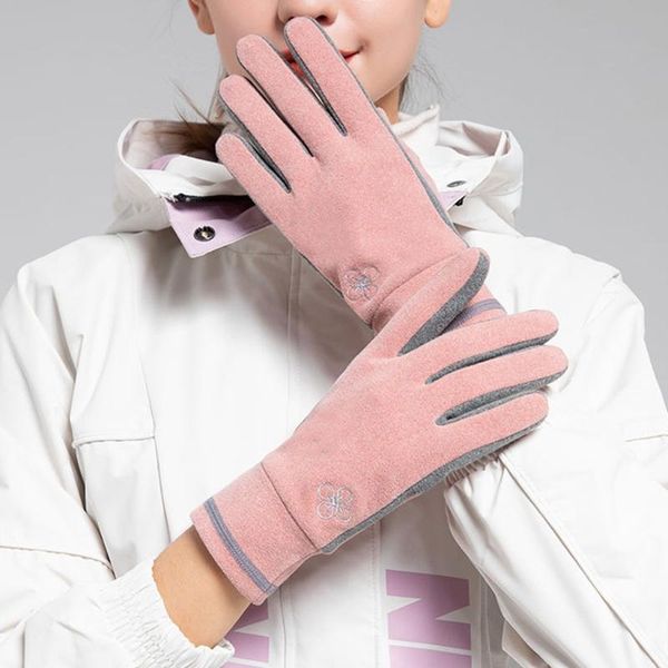 

women winter warm touch screen gloves with fingertip flip cover non-slip mittens x7jb, Blue;gray
