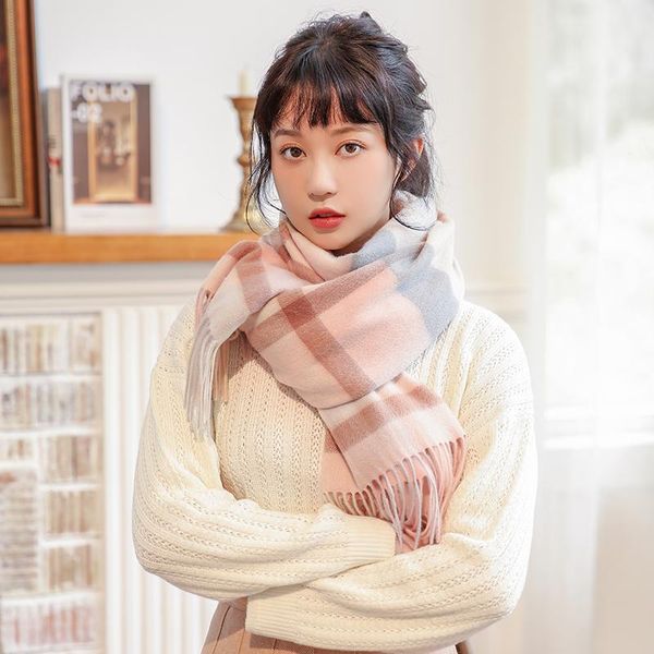 

100% шерсть зимний шарф для женщин классический plaid tassels шали палантины женские теплые зимние чистошерстяная шарфы elegant высокого кач, Blue;gray