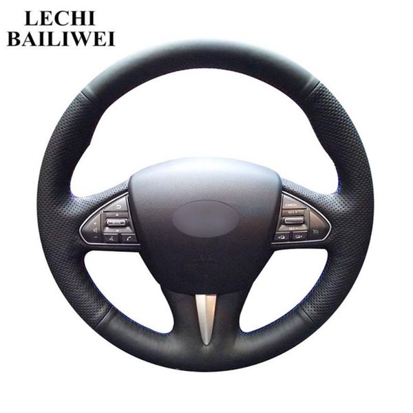 

black artificial leather steering wheel cover hand-stitched car steering wheel cover for infiniti q50 2014 2020 qx50 2020