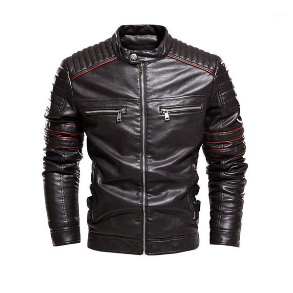 

moruancle mens fashion biker jackets faux leather pu motorcycle coats outerwear for man pleated race clothing size -3xl1, Black;brown