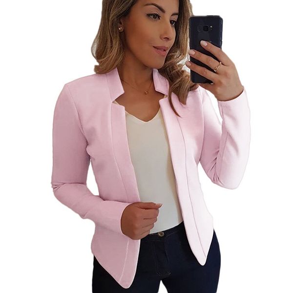 Mulheres fina casacos jaquetas de manga longa negócio bolsos casuais trabalho escritório blazer back fita jaqueta terno plus size s-5xl