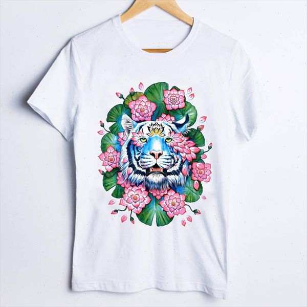 

tees for women print tiger floral animal fashion cartoon 90s ladies clothes lady clothing female t shirt womens t shirt, White