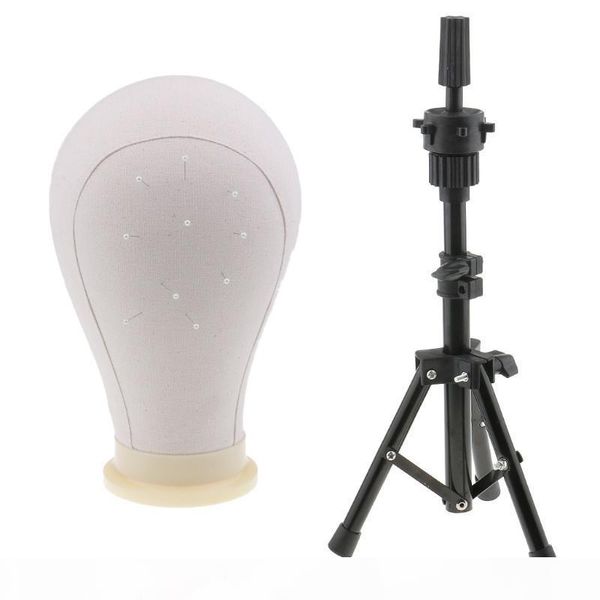 

23 in canvas mannequin head wigs making head wis stand for wigs hat making display holder tripod stand