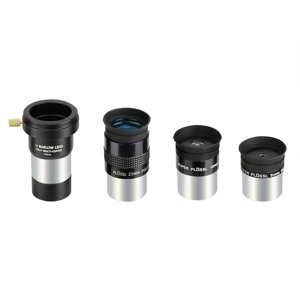 

plossl eyepiece telescope accessory kit fmc glass lens 48 degree fov 4-element design 6mm 12mm 25mm with barlow lens 2x